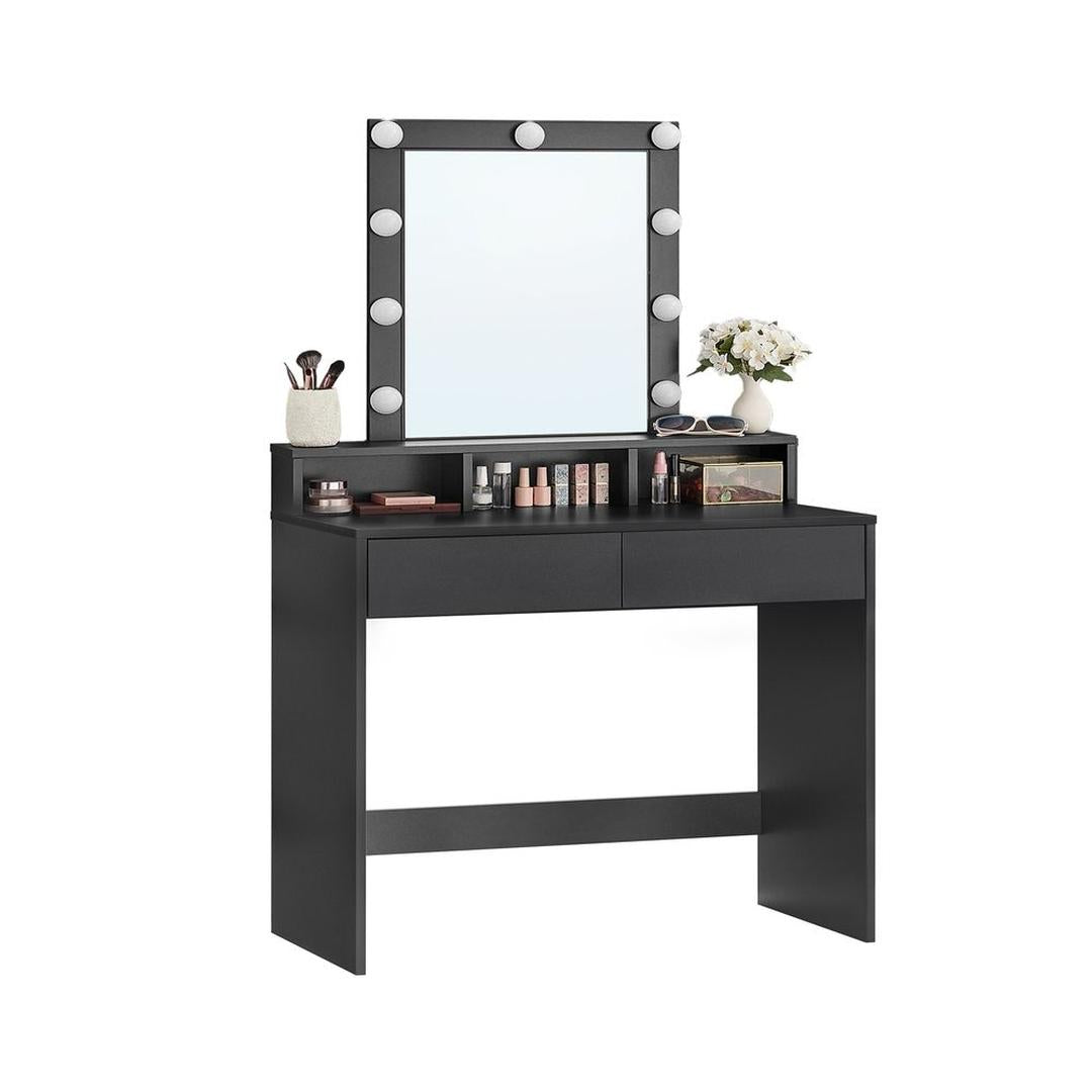 Kaptafel met LED-Verlichting – Make-uptafel met Spiegel en Opbergruimte