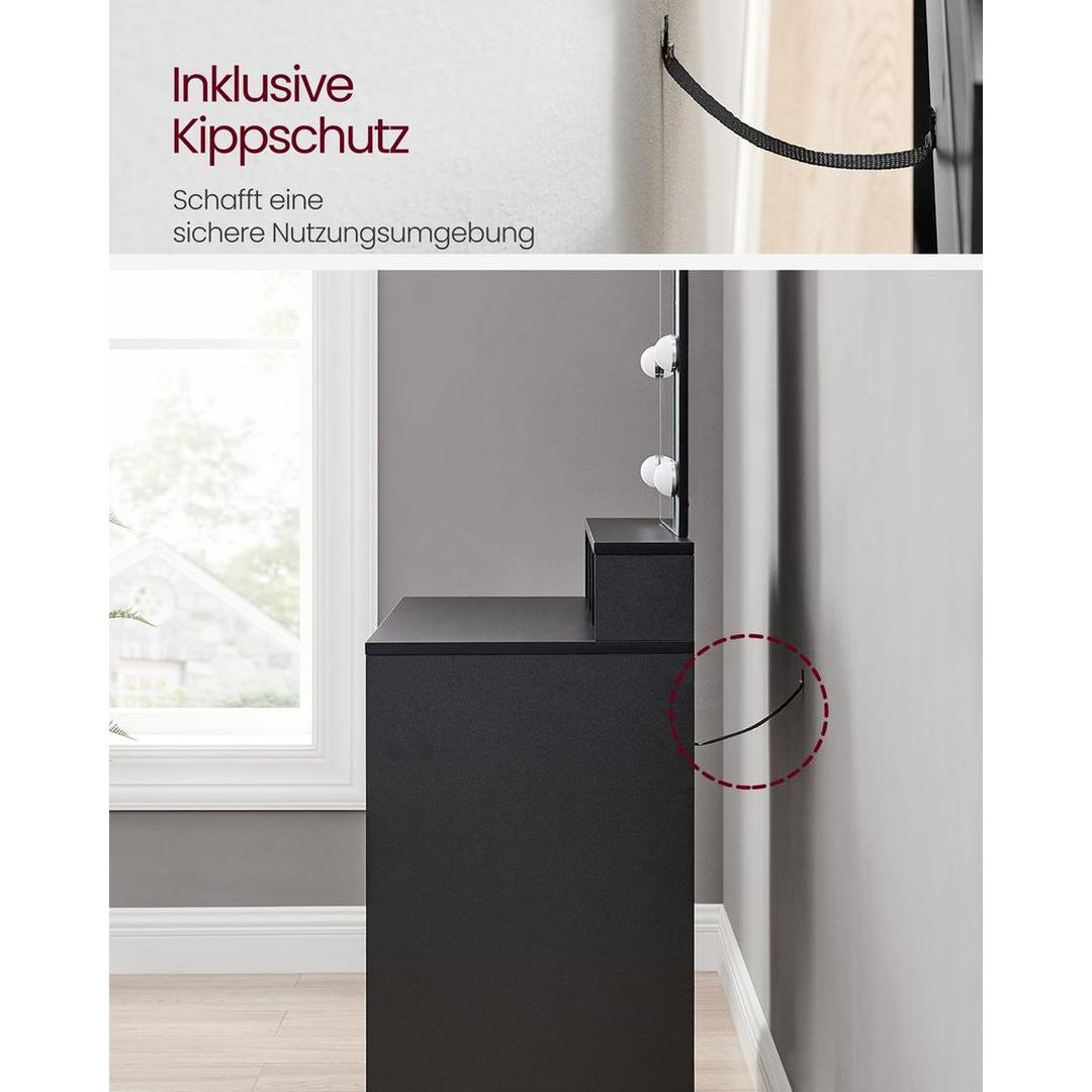 Kaptafel met LED-Verlichting – Make-uptafel met Spiegel en Opbergruimte