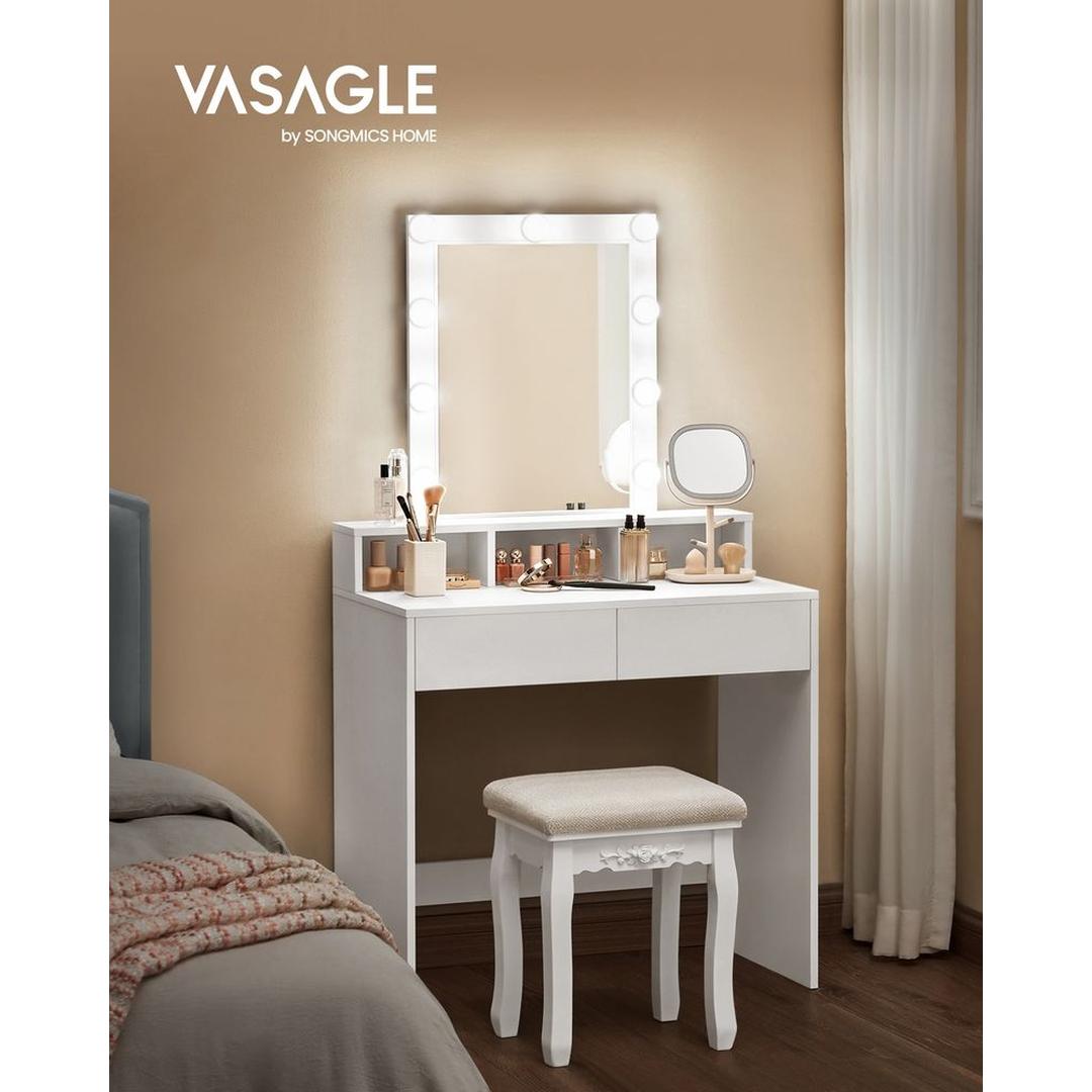 Kaptafel met LED-Verlichting – Make-uptafel met Spiegel en Opbergruimte