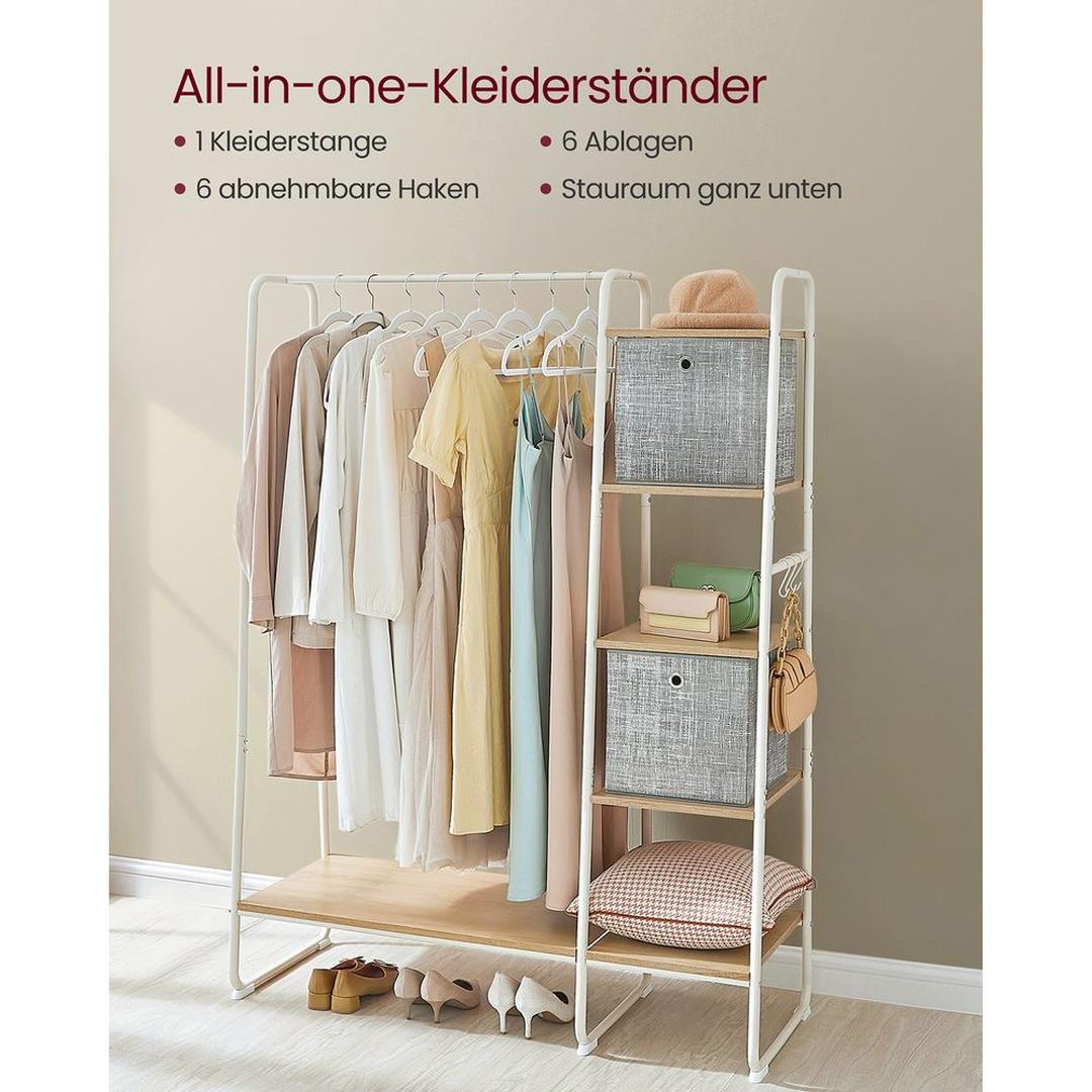Vrijstaande Kapstok met 6 Haken – Staand Kledingrek voor Jassen, Tassen en Accessoires