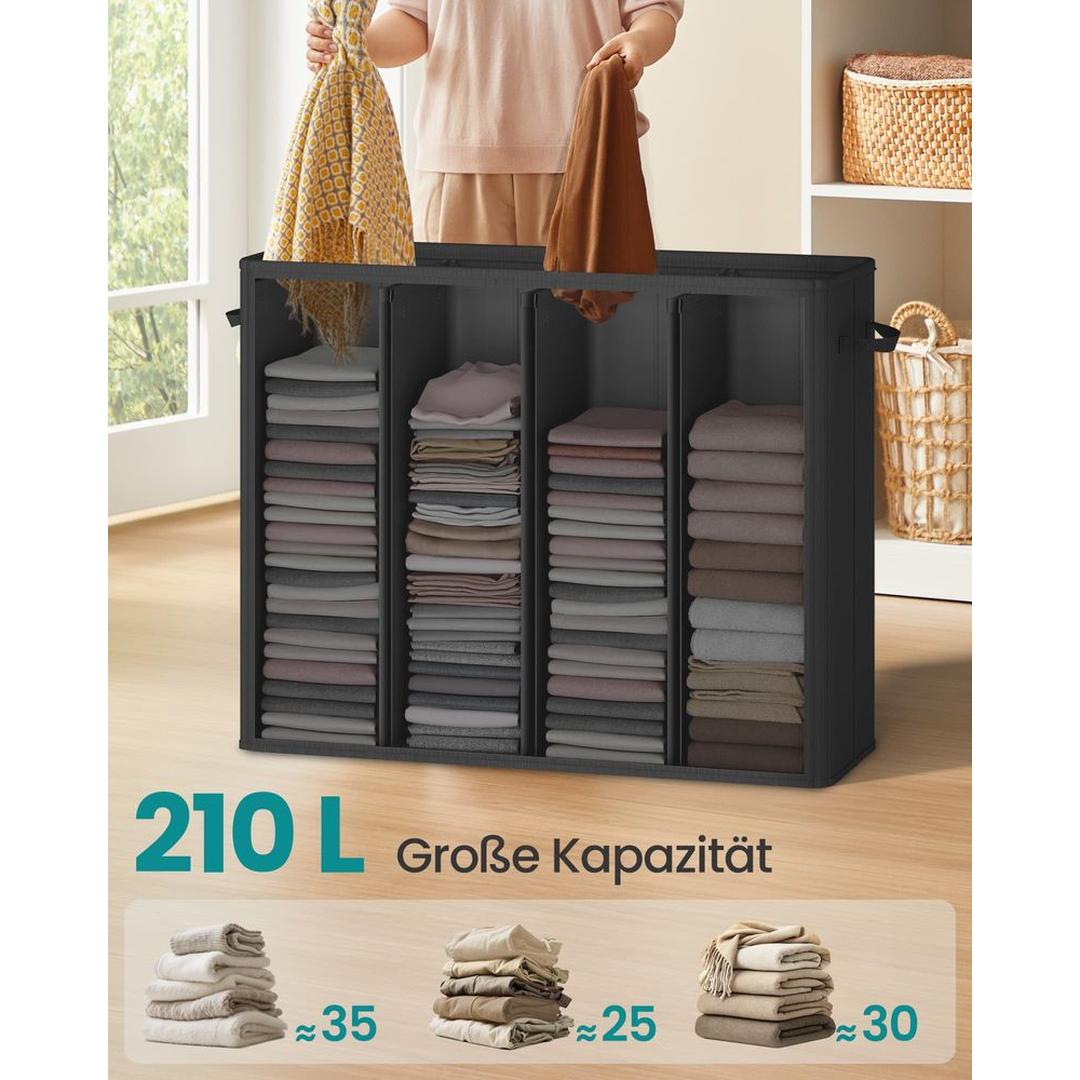 Wasmand met 3 Compartimenten en Afneembare Wasbare Binnenzak – Wasbox met Deksel en Sorteerlabels