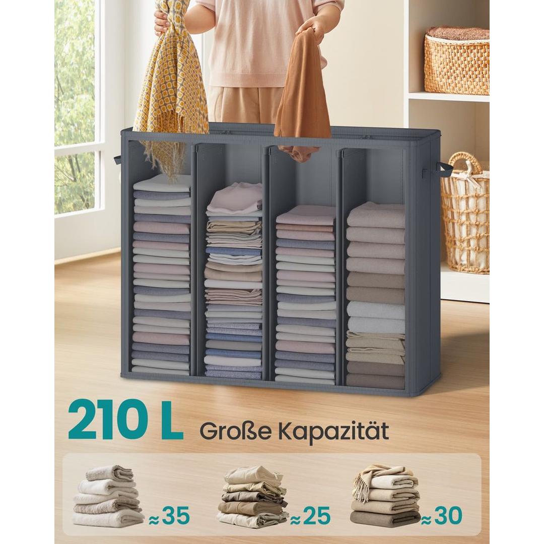 Wasmand met 3 Compartimenten en Afneembare Wasbare Binnenzak – Wasbox met Deksel en Sorteerlabels