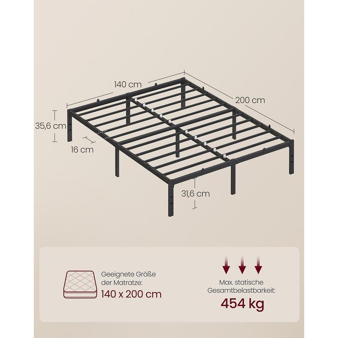 Stalen Bedframe met Verhoogd Onderbed – Geschikt voor 90/140/160 × 200 cm – Stevige Constructie – Stil in Gebruik