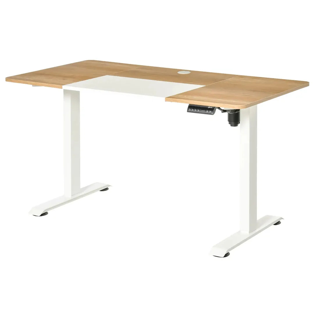 In hoogte verstelbaar sta-bureau – elektrisch computertafel met geheugenfunctie, 140 × 70 × 72–116 cm, wit