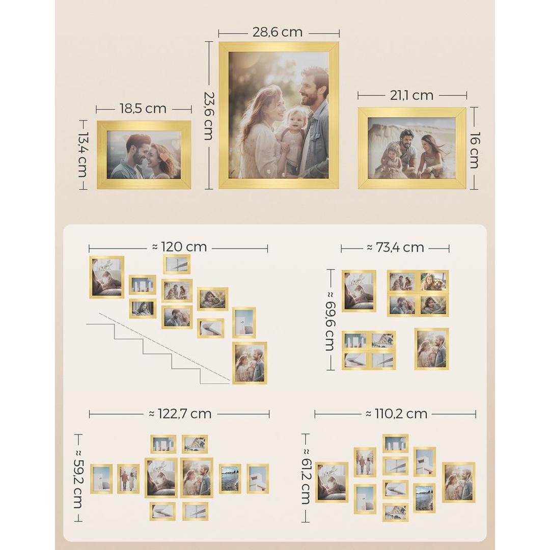 Fotolijsten Set van 10 – Zwarte Bilderframes voor Wand of Tafel met Verschillende Formaten