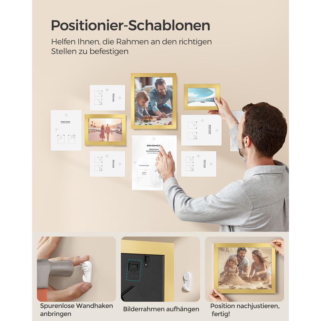 Fotolijsten Set van 10 – Zwarte Bilderframes voor Wand of Tafel met Verschillende Formaten