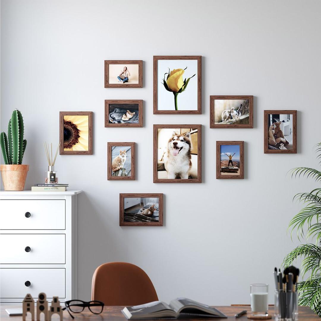 Fotolijsten Set van 10 – Zwarte Bilderframes voor Wand of Tafel met Verschillende Formaten