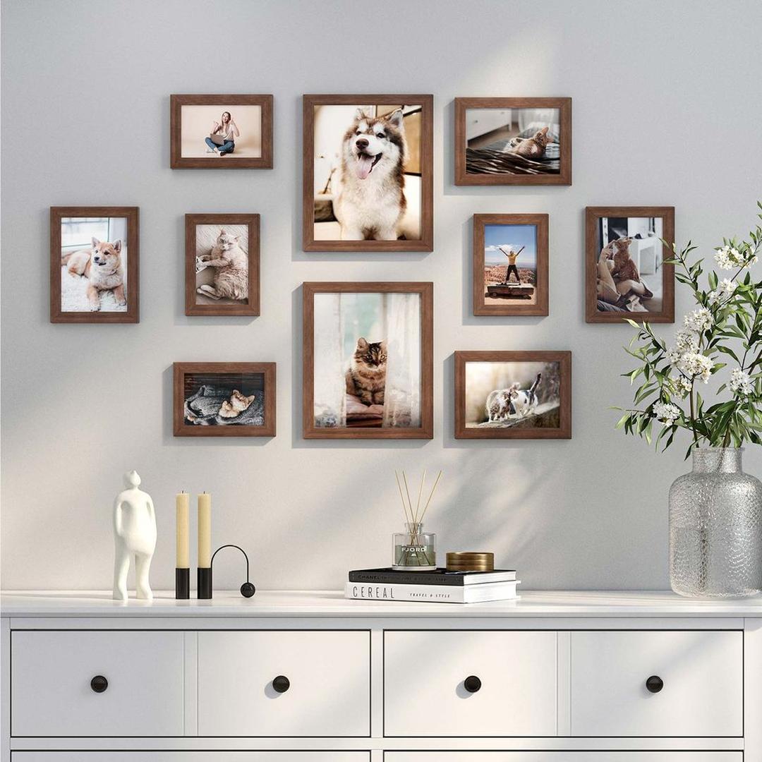 Fotolijsten Set van 10 – Zwarte Bilderframes voor Wand of Tafel met Verschillende Formaten