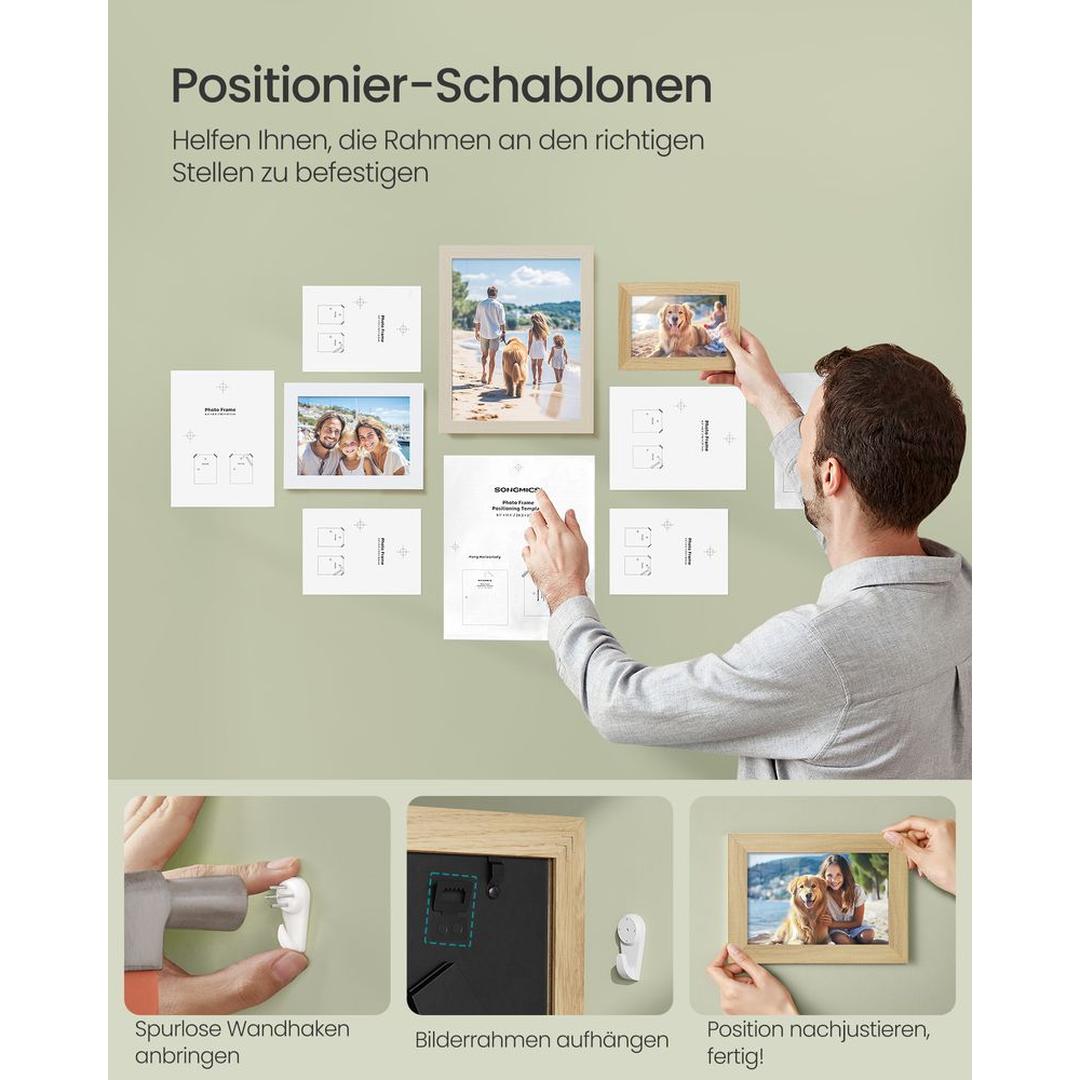 Fotolijsten Set van 10 – Zwarte Bilderframes voor Wand of Tafel met Verschillende Formaten