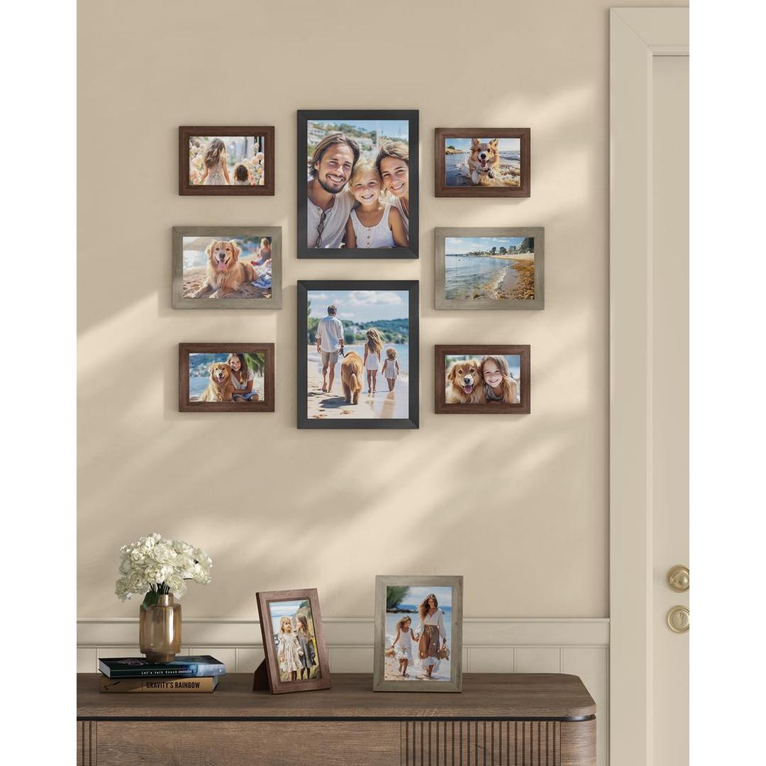 Fotolijsten Set van 10 – Zwarte Bilderframes voor Wand of Tafel met Verschillende Formaten