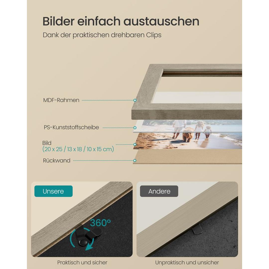 Fotolijsten Set van 10 – Zwarte Bilderframes voor Wand of Tafel met Verschillende Formaten