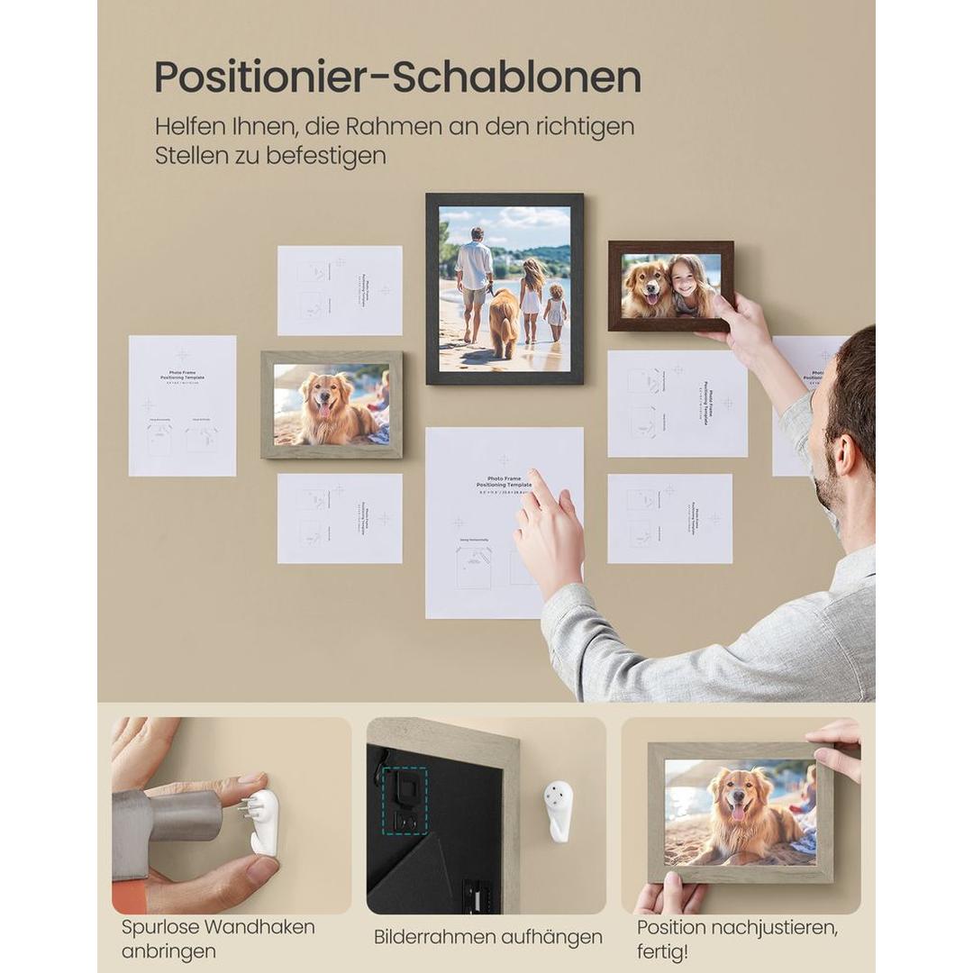 Fotolijsten Set van 10 – Zwarte Bilderframes voor Wand of Tafel met Verschillende Formaten