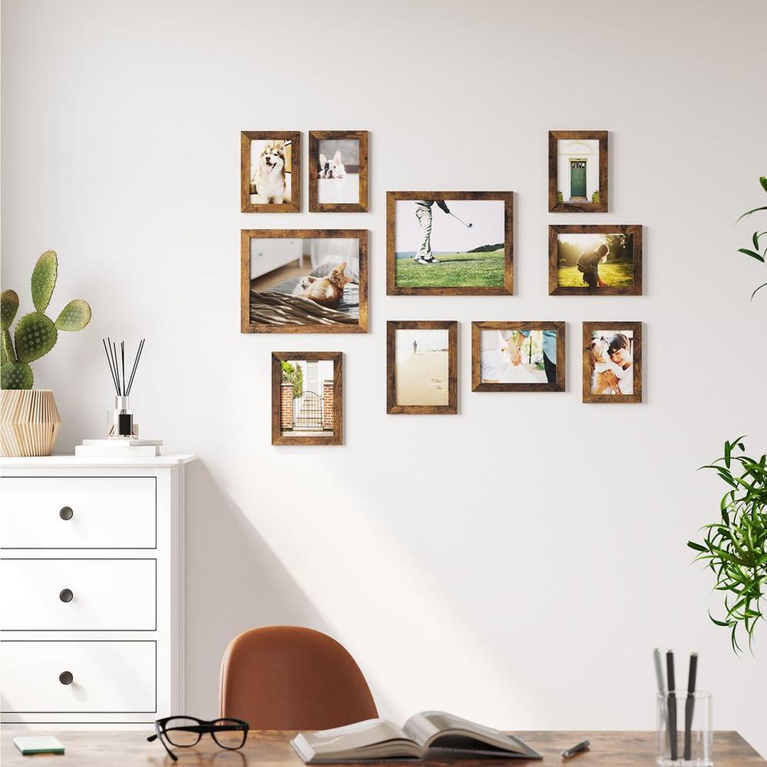 Fotolijsten Set van 10 – Zwarte Bilderframes voor Wand of Tafel met Verschillende Formaten