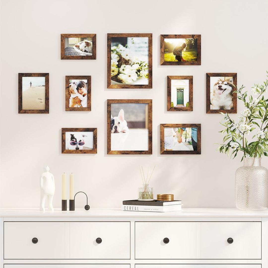 Fotolijsten Set van 10 – Zwarte Bilderframes voor Wand of Tafel met Verschillende Formaten