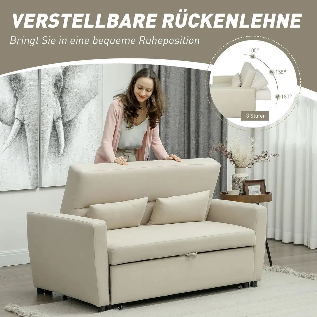Slaapbank 2-Zits – Uitklapbaar – Houtframe – Donkergrijs – 155 × 90 × 88,5 cm – Max. 200 kg
