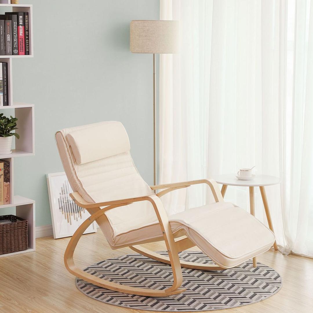 Schommelstoel van Berkenhout – Houten Relaxstoel voor Woonkamer, Leeshoek of Veranda