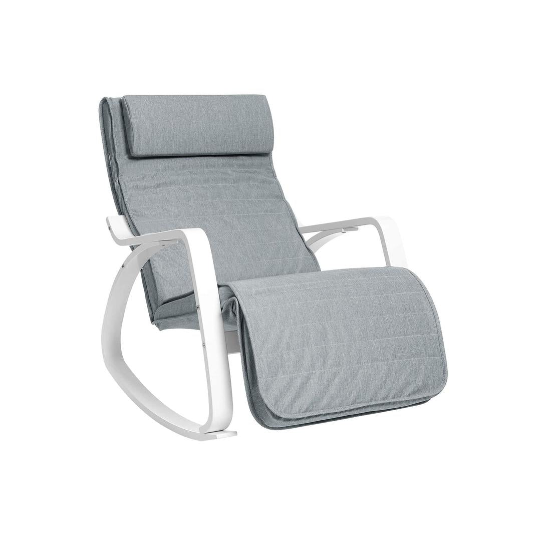 Grijze Schommelstoel met Voetensteun – Comfortabele Relaxstoel voor Woonkamer of Leeshoek