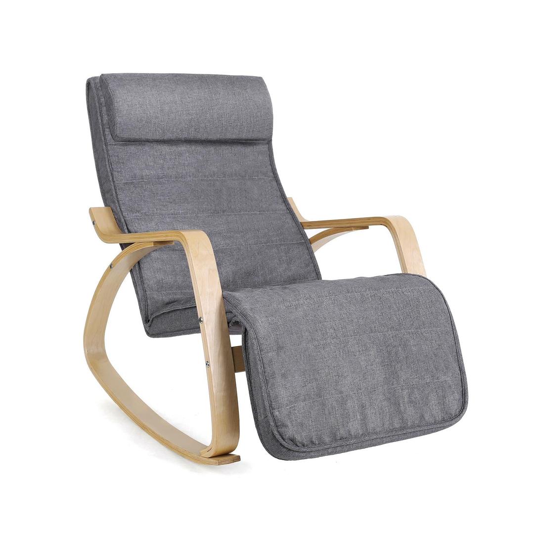 Grijze Schommelstoel met Voetensteun – Comfortabele Relaxstoel voor Woonkamer of Leeshoek