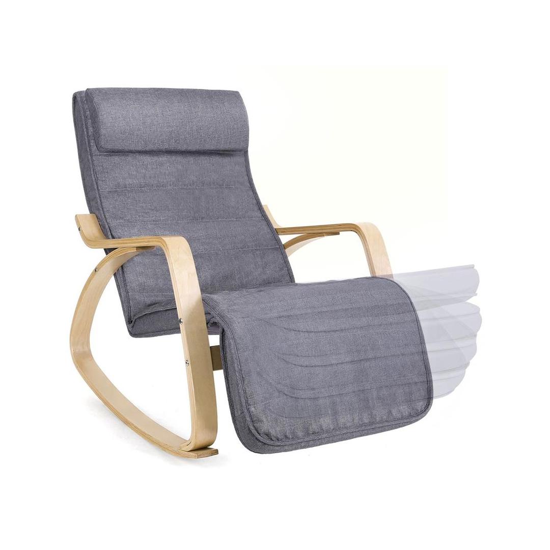 Grijze Schommelstoel met Voetensteun – Comfortabele Relaxstoel voor Woonkamer of Leeshoek