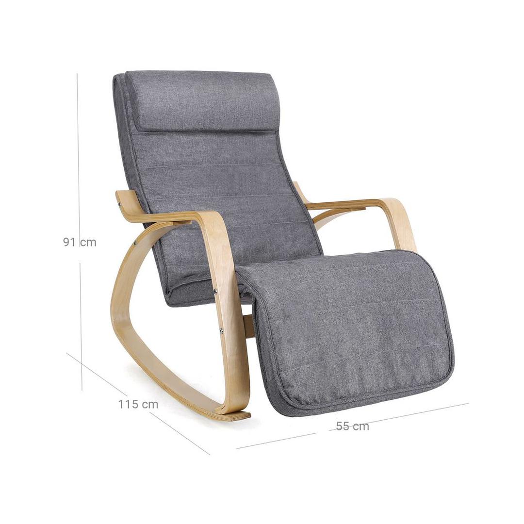 Grijze Schommelstoel met Voetensteun – Comfortabele Relaxstoel voor Woonkamer of Leeshoek