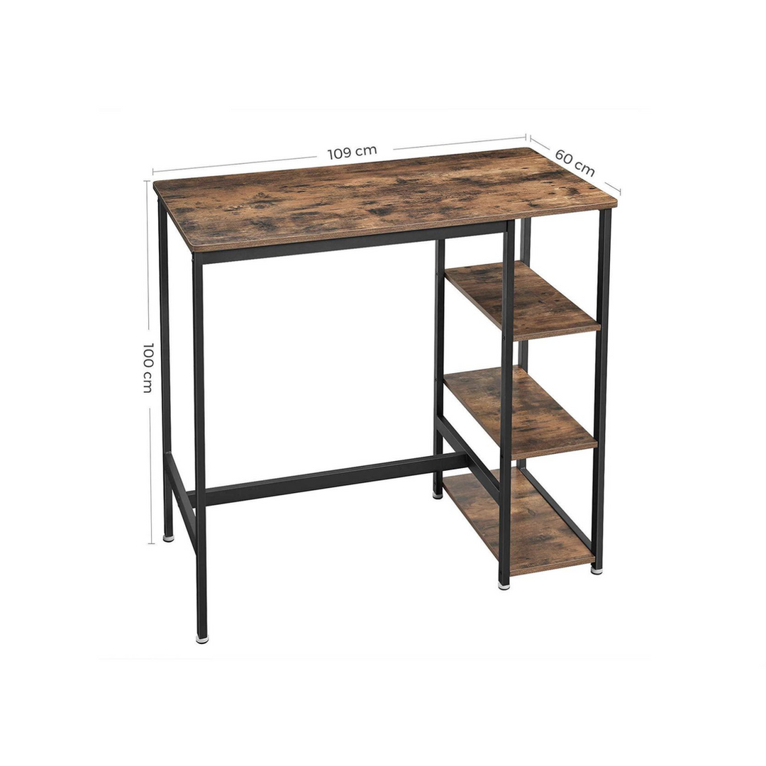 Bartafel met 3 Planken – Houten Statafel in Bruin/Zwart, 109 × 60 × 100 cm