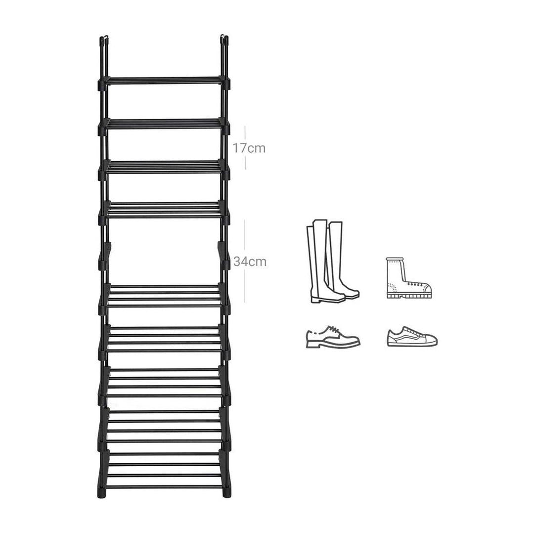 Schoenenrek met 10 Planken – Verstelbaar en Stapelbaar Opbergrek voor Schoenen met Metalen Frame