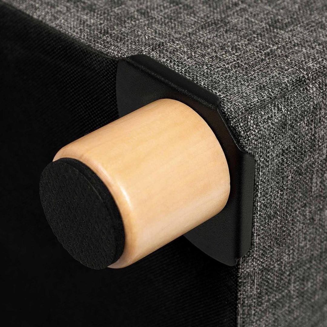 Opbergpoef met Houten Poten – Zitkruk met Opbergruimte en Opklapbaar Ontwerp in Donkergrijs