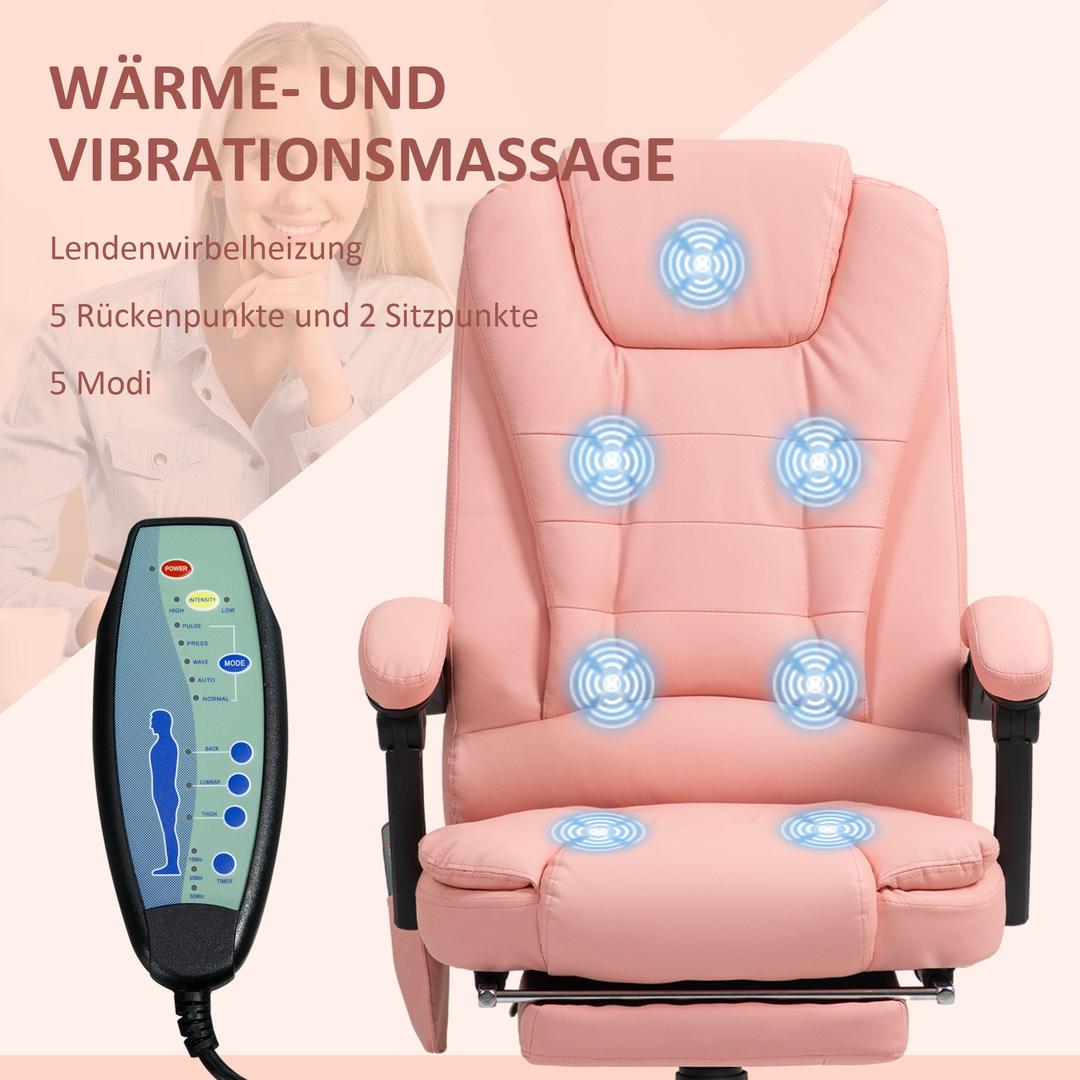 Bureaustoel met massagefunctie – 7 massagepunten, in hoogte verstelbaar, draaibaar, met geïntegreerde voetensteun