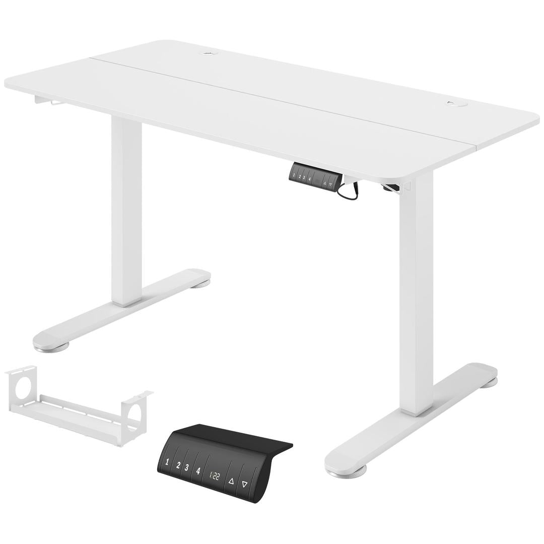 In hoogte verstelbaar sta-bureau – elektrisch computertafel met geheugenfunctie, 140 × 70 × 72–116 cm, wit