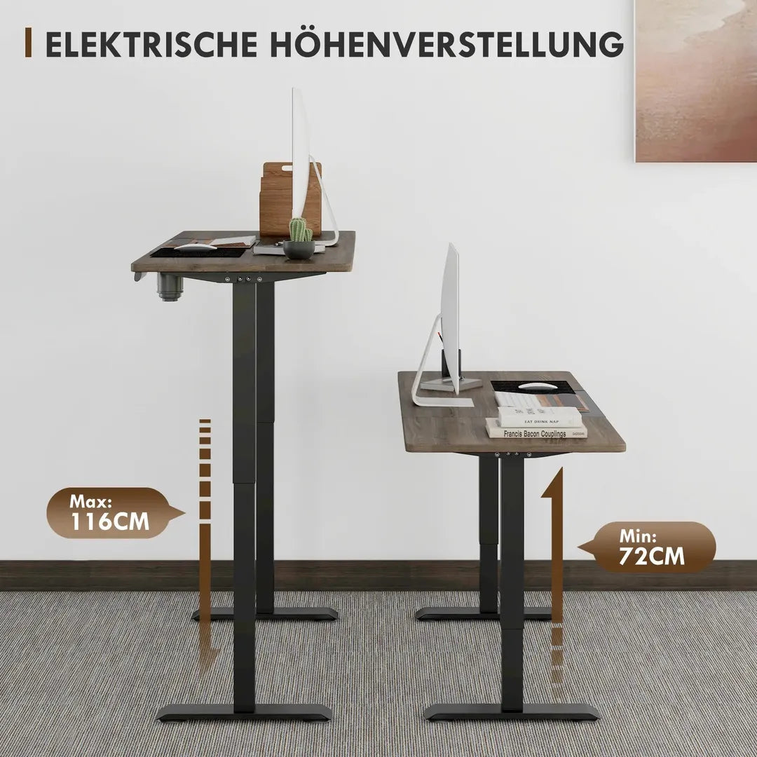 In hoogte verstelbaar sta-bureau – elektrisch computertafel met geheugenfunctie, 140 × 70 × 72–116 cm, wit
