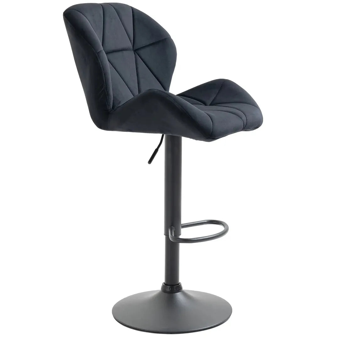 Barkrukken Set van 2 – In Hoogte Verstelbaar en Draaibaar met Voetsteun – Lederlook en Metalen Frame – Grijs – 44 x 49 x 90-110 cm