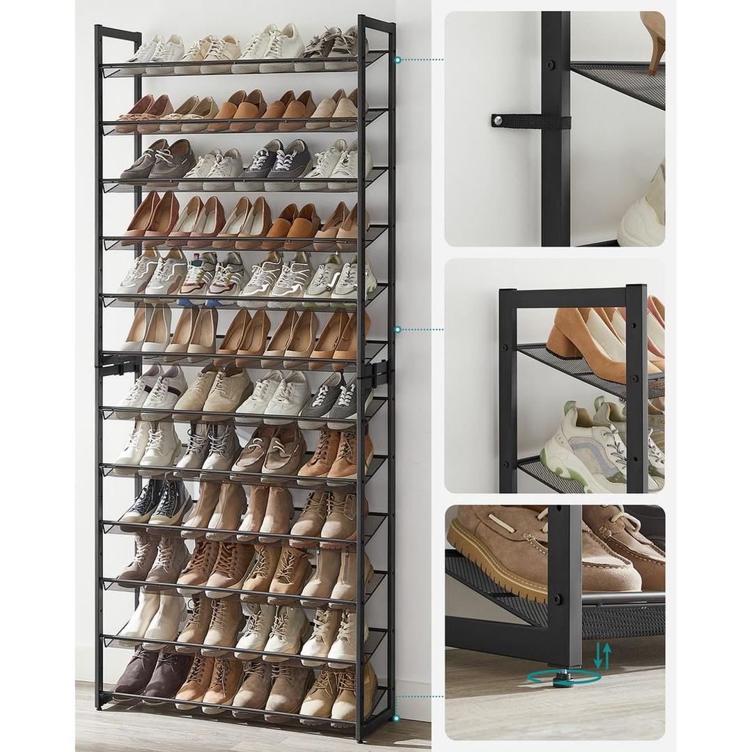 Schoenenrek met 12 Opbergniveaus – Extra Ruim Open Schoenenmeubel voor Hal, Slaapkamer of Garderobe