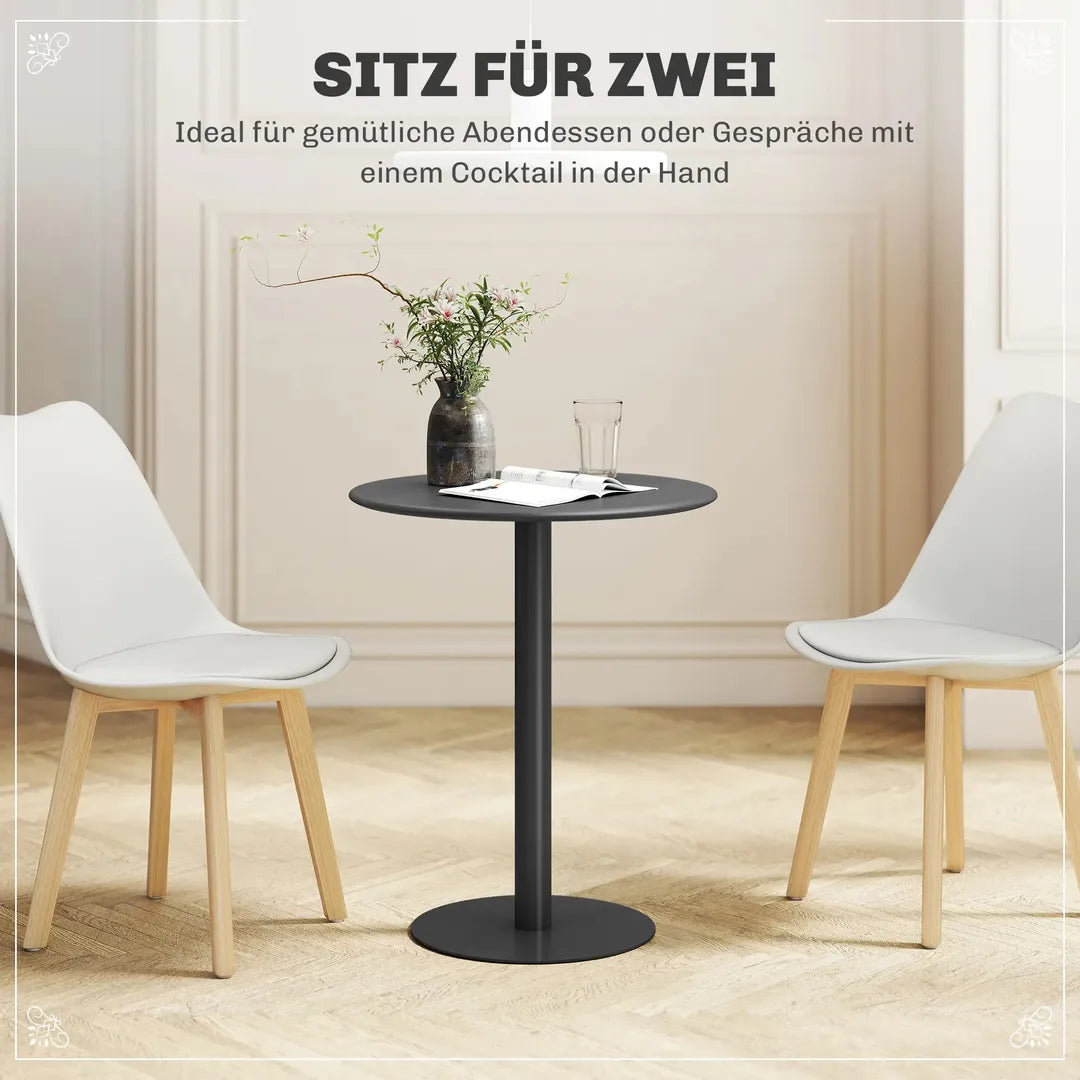 Ronde Eettafel voor 2 Personen – Stalen Frame – Geschikt voor Binnen en Buiten – Wit