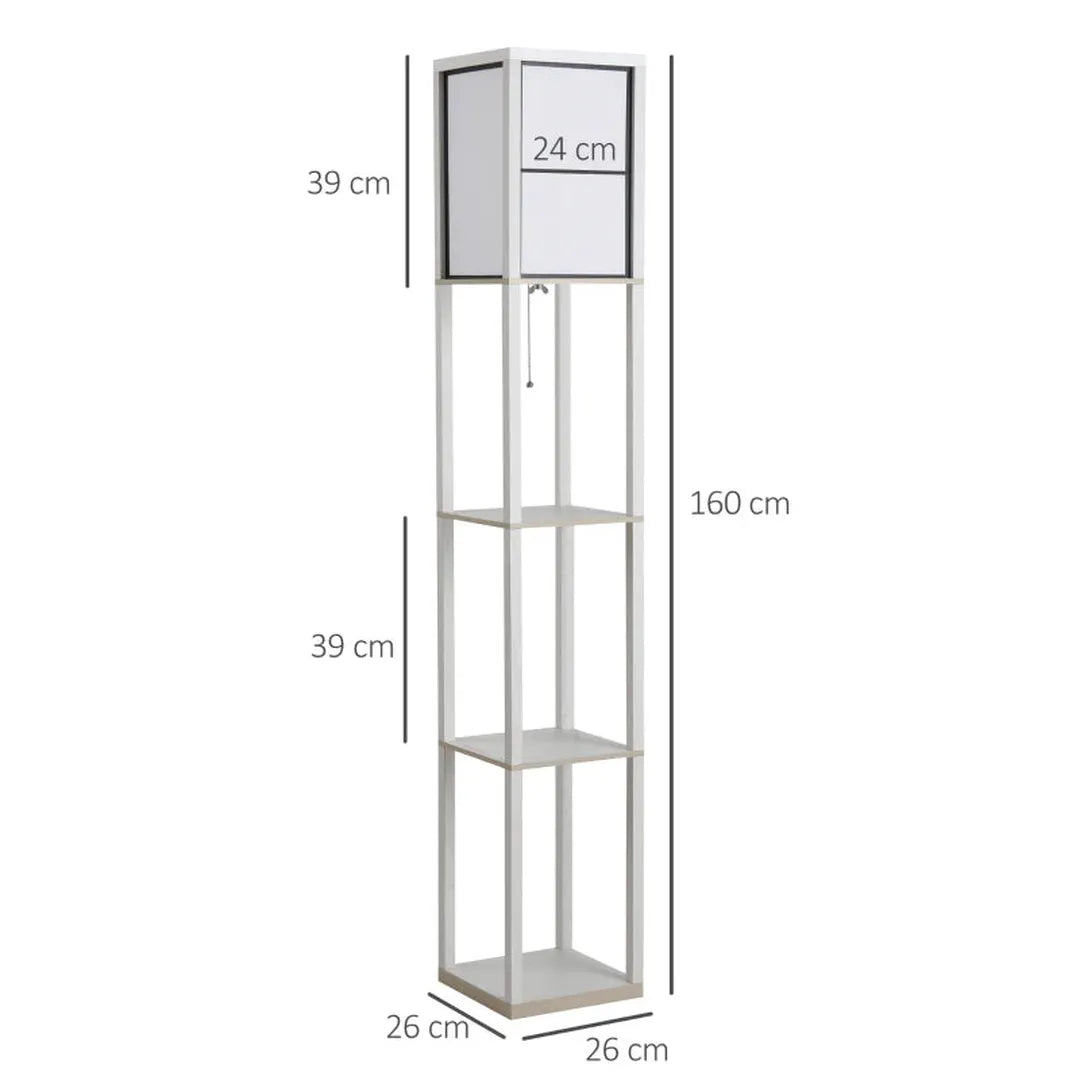 Staande lamp met planken – houten frame – 26 x 26 x 160 cm – zonder lamp