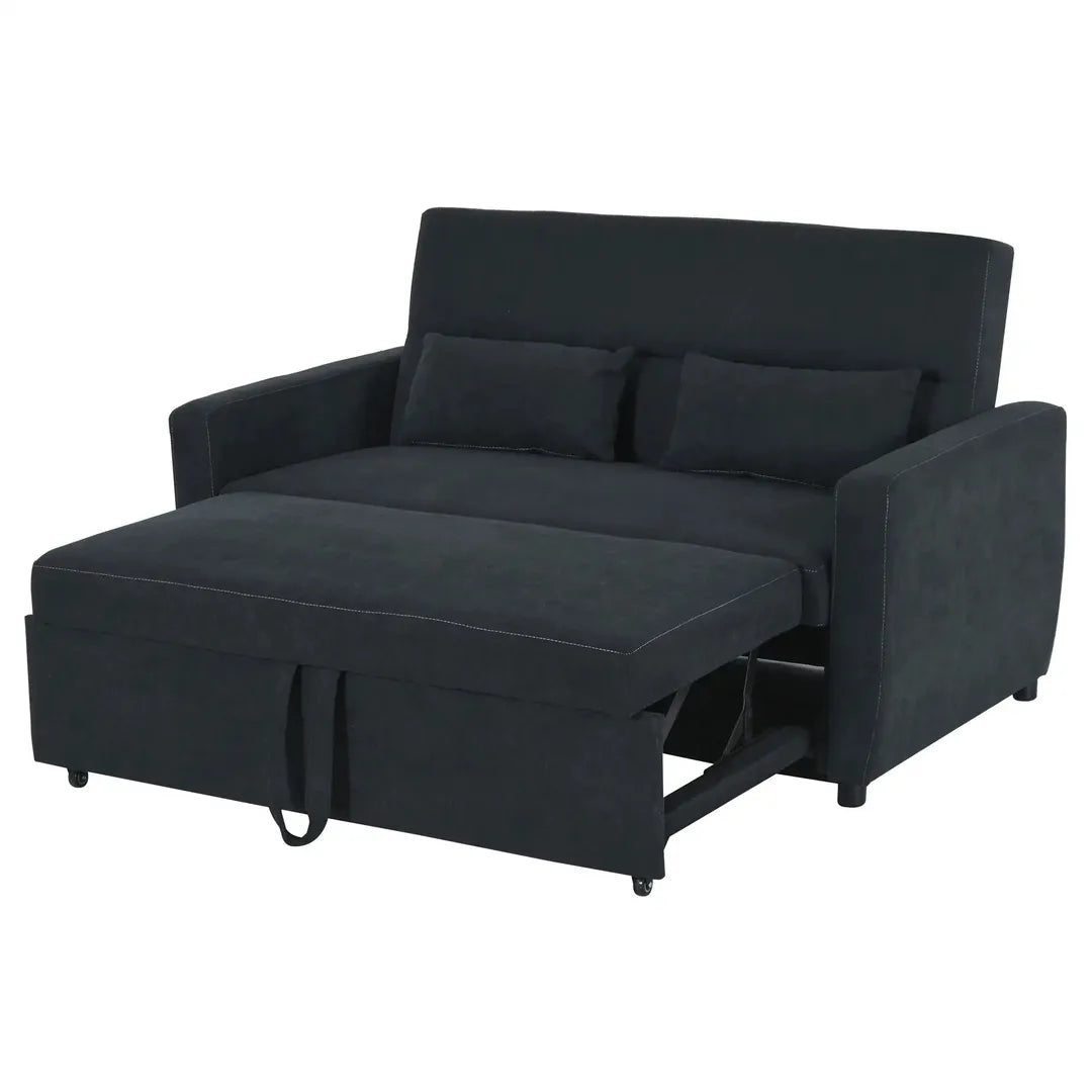 Slaapbank 2-Zits – Uitklapbaar – Houtframe – Donkergrijs – 155 × 90 × 88,5 cm – Max. 200 kg