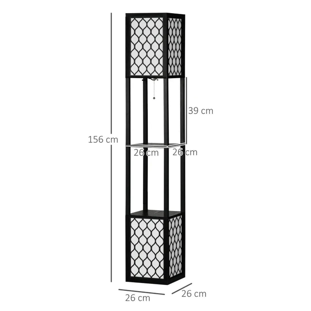 Staande lamp met 2 planken – modern design – trekschakelaar – 26 x 26 x 156 cm