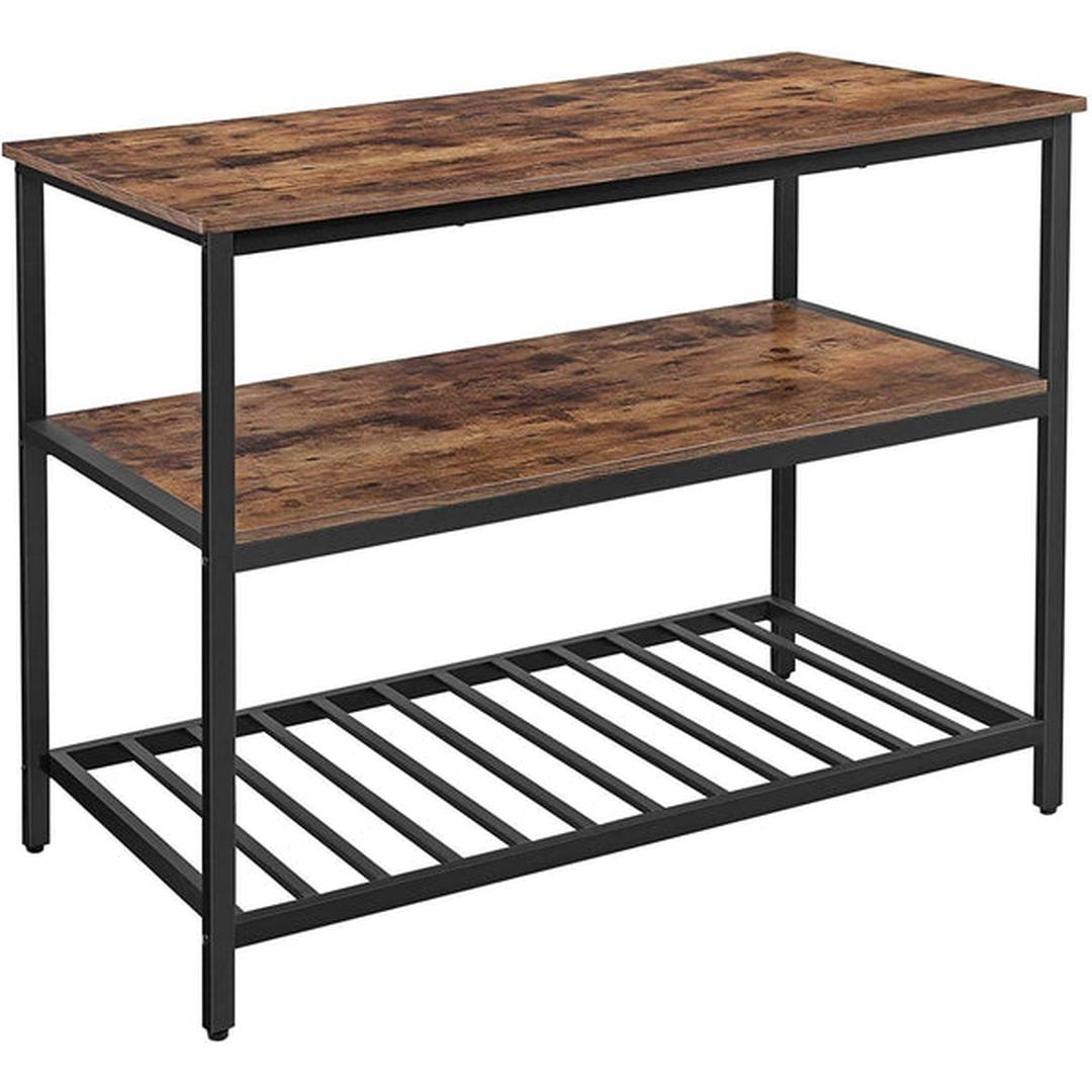 Keukenkast met Werkblad – Opbergrek van Staal en Hout in Vintage Bruin/Zwart, ca. 120 × 60 × 90 cm