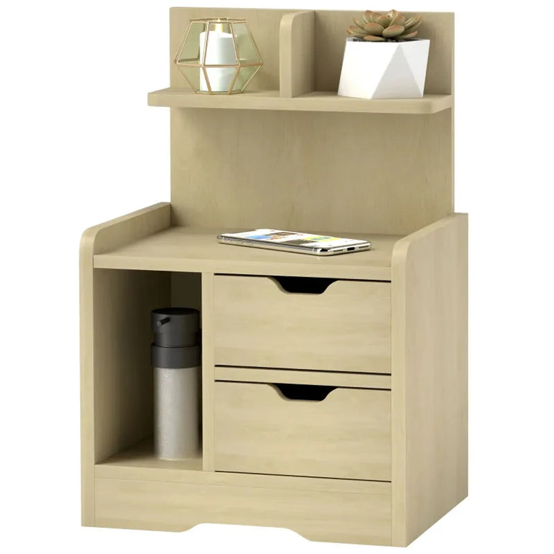 Nachtkastje met 2 lades en open vak – Bedkast van houtdecor – 40x30x60 cm