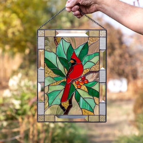 Alvik wanddecoratie van acrylglas met acryldruk, metalen ophangketting – vooraanzicht