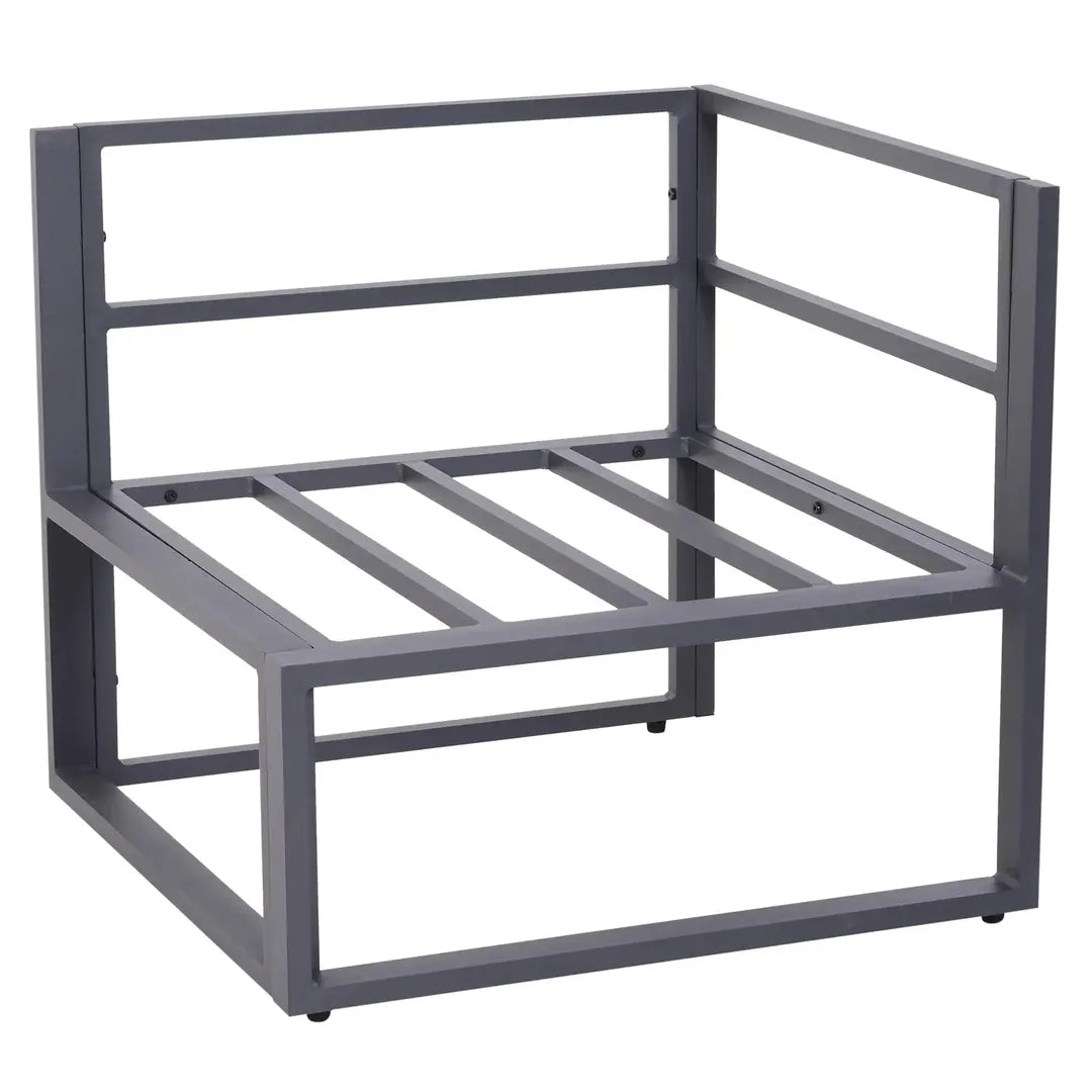 Outsunny 6-delige tuinmeubelset – hoekbank, 4 fauteuils en tafel 75 x 70 x 30 cm – aluminium frame
