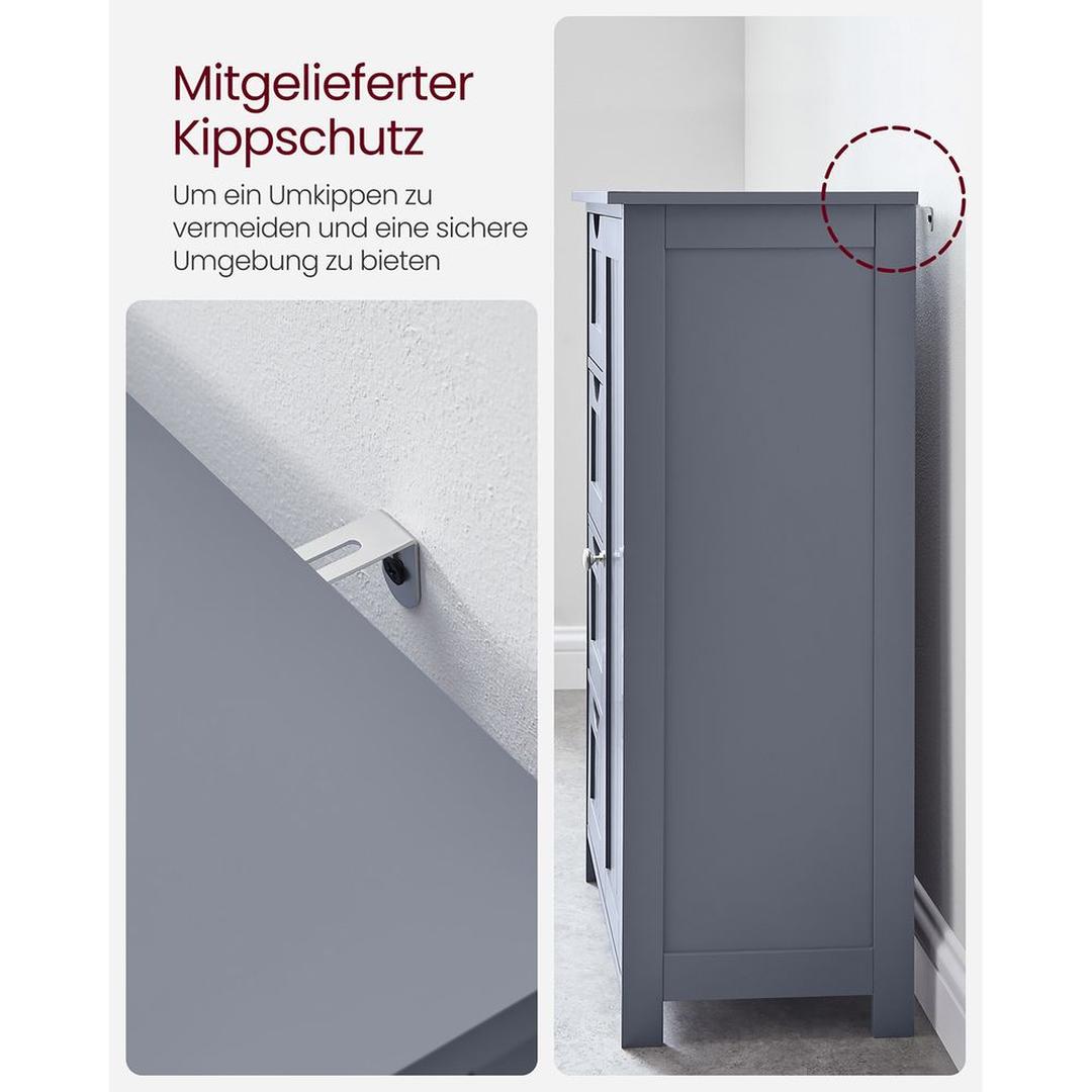 Vrijstaande Badkamer Opbergkast met Deur en Lades – Smalle Ladekast 55 × 30 × 82 cm