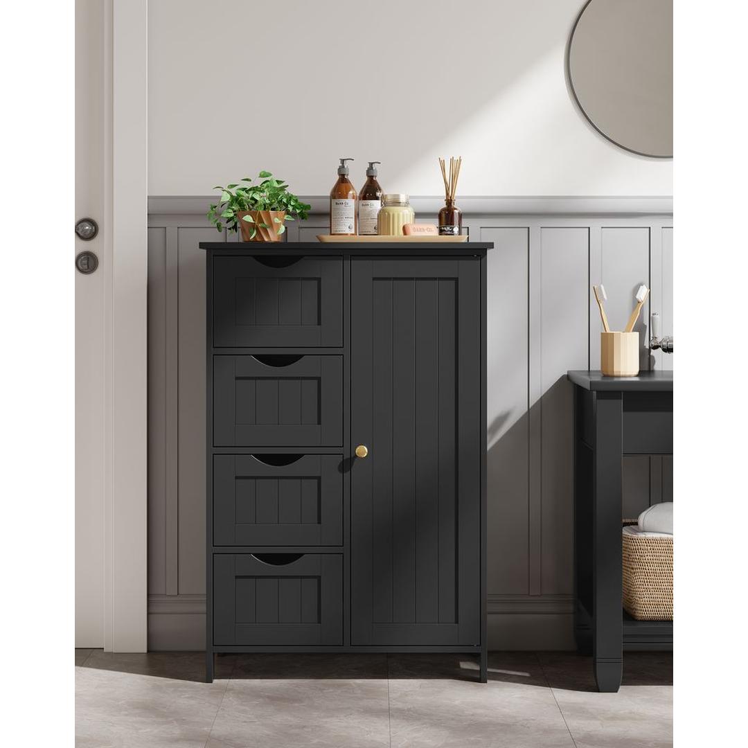 Vrijstaande Badkamer Opbergkast met Deur en Lades – Smalle Ladekast 55 × 30 × 82 cm