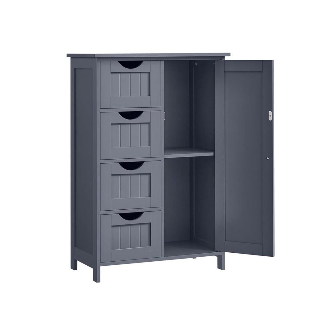 Badkamerkast – ladekast met deur en lades – hout – wit – 55×30×82 cm