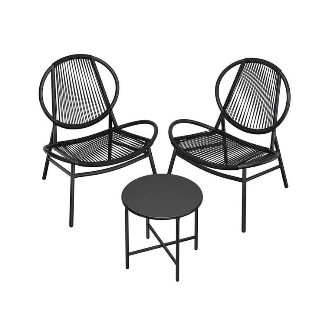 Tuin- en Balkonset – 3-delige Set met Tafel en 2 Stoelen – Geschikt voor Buiten en Balkon