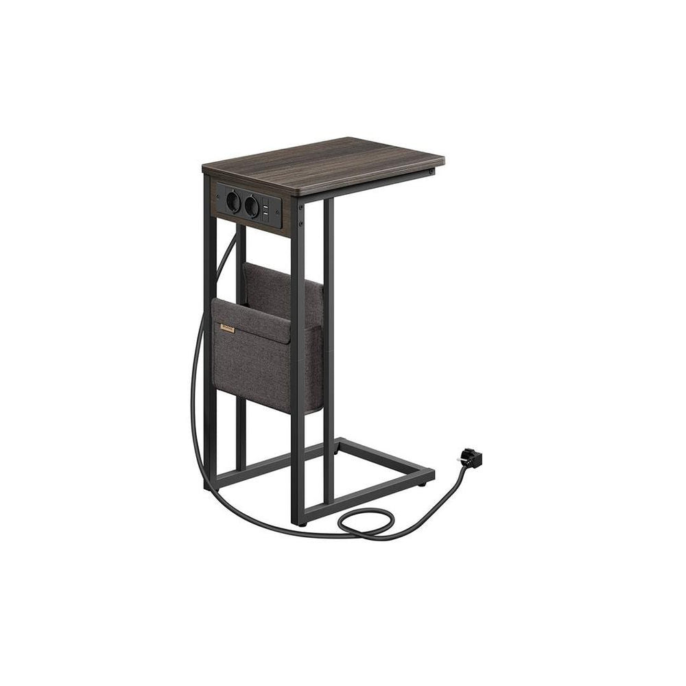 Bijzettafel met stopcontact – C-vorm laptoptafel – bijtafel voor bank of bed – met USB-aansluitingen