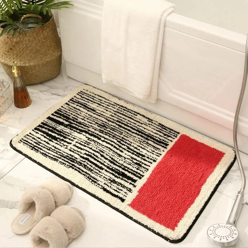 Brekke badmat in geel van polyester en acryl – zijaanzicht