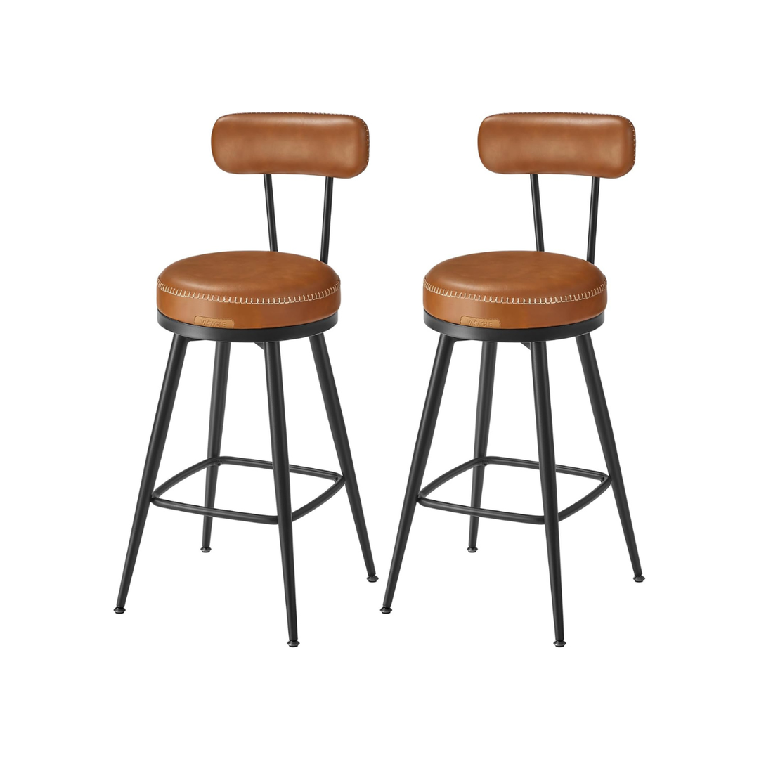 2-delige Set Barkrukken – Draaibaar 360° – Kunstlederen Zitting – Industrieel Ontwerp