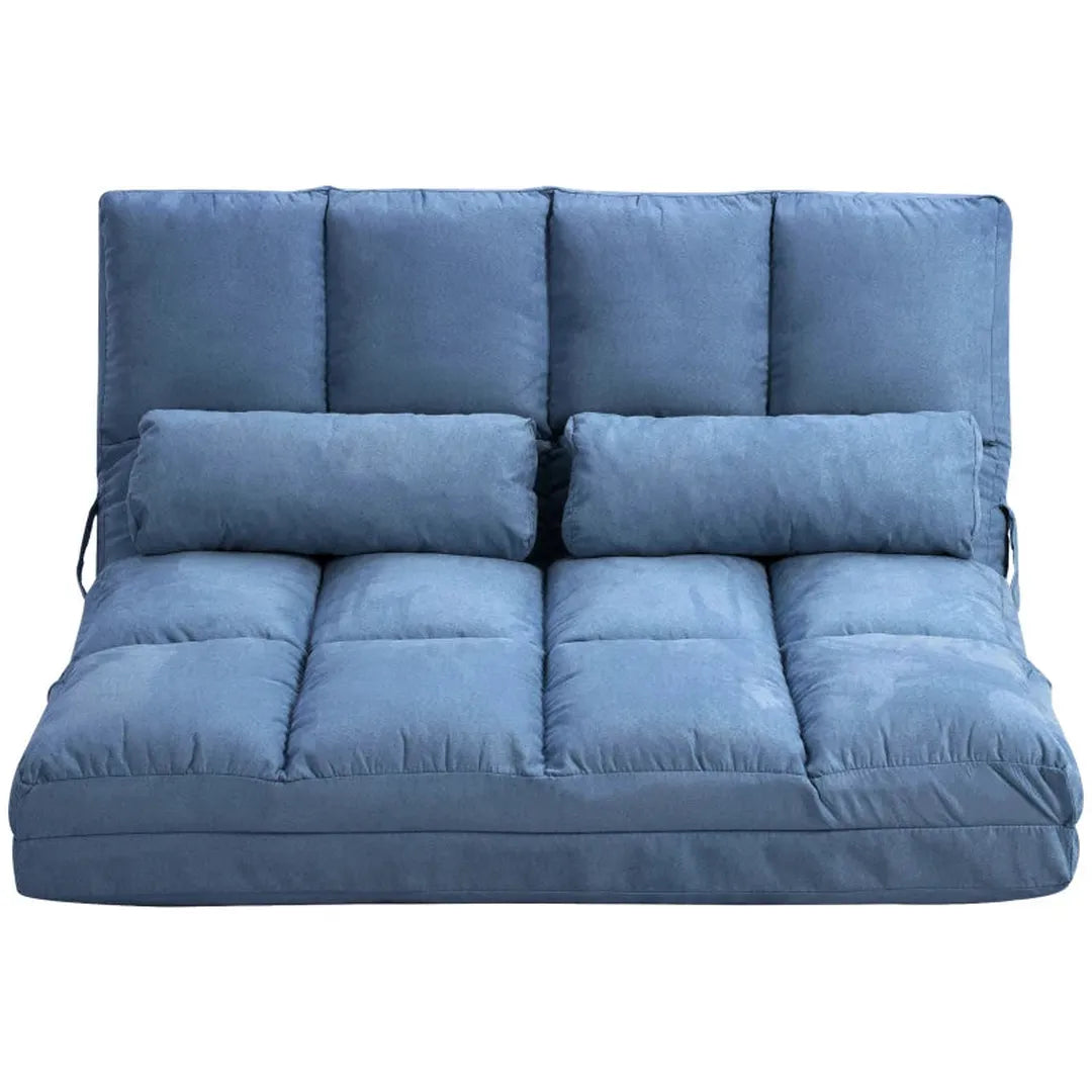 Slaapbank – Opvouwbaar Bodemsofa met Verstelbare Rugleuning – 102 x 73 x 60 cm – Blauw