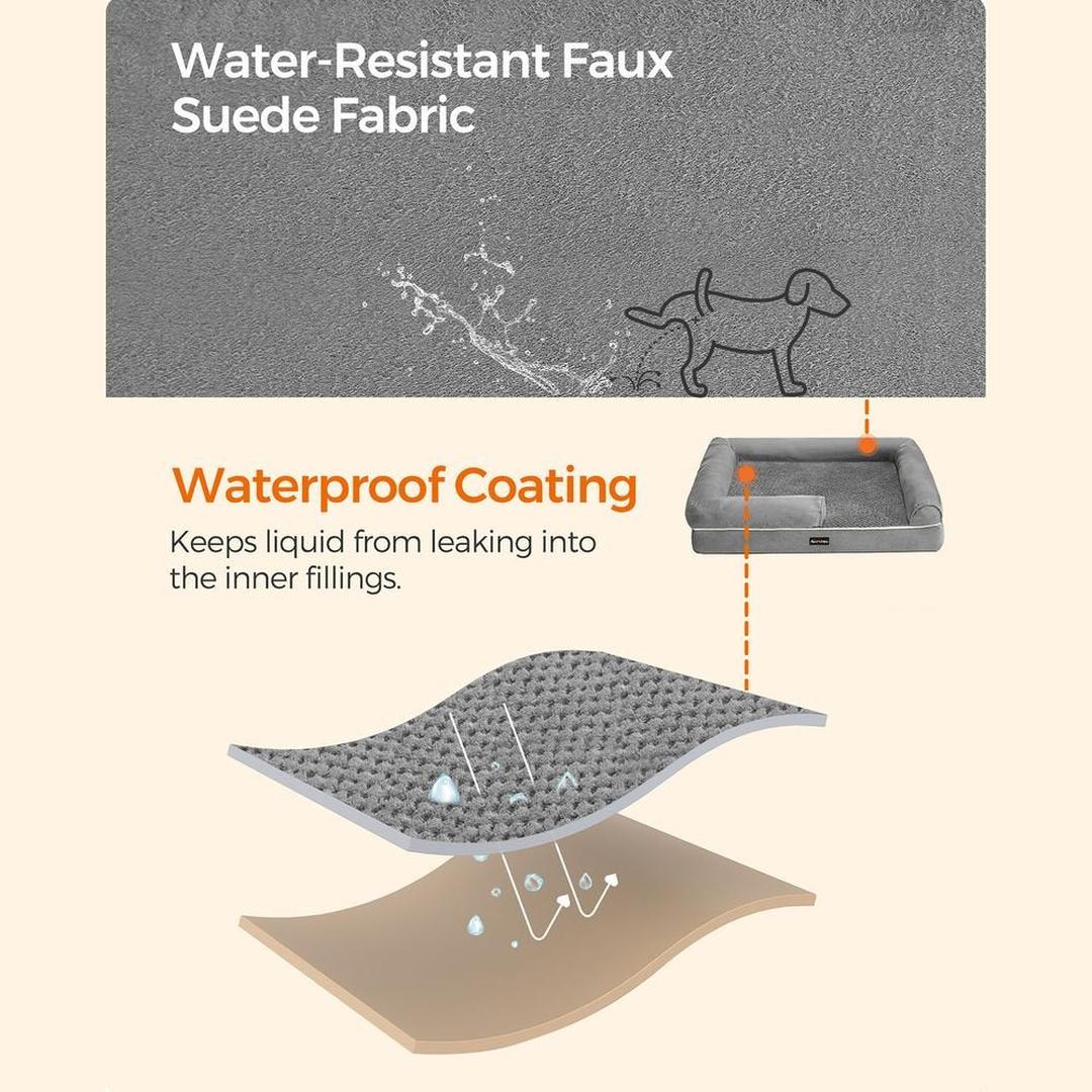 Hondenmand met opstaande randen – 106 x 80 x 25 cm – waterafstotende hoes – lichtgrijs
