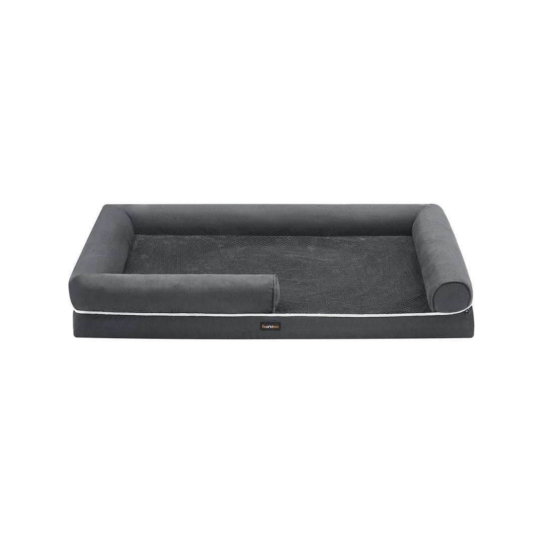 Hondenmand met opstaande randen – 106 x 80 x 25 cm – waterafstotende hoes – lichtgrijs